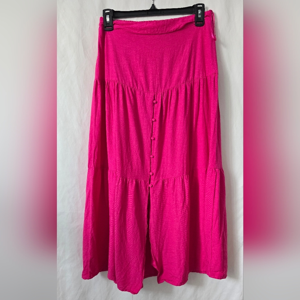 Midnight Sky Women's Boho Tiered Linen Blend Maxi Skirt Sz Small
